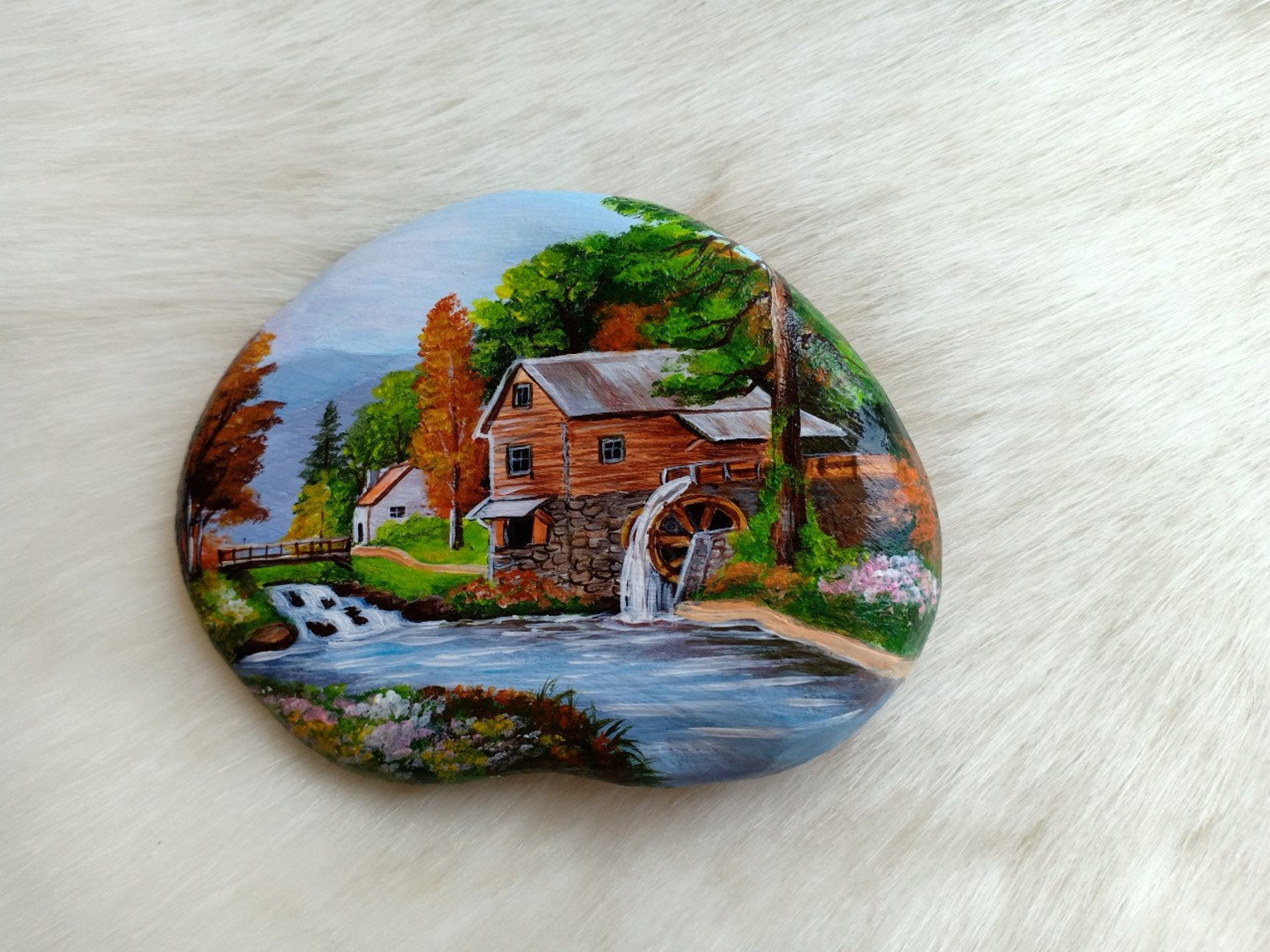 Scenery Rock Painted Beautiful Scenery Painted Rock Hand Etsy