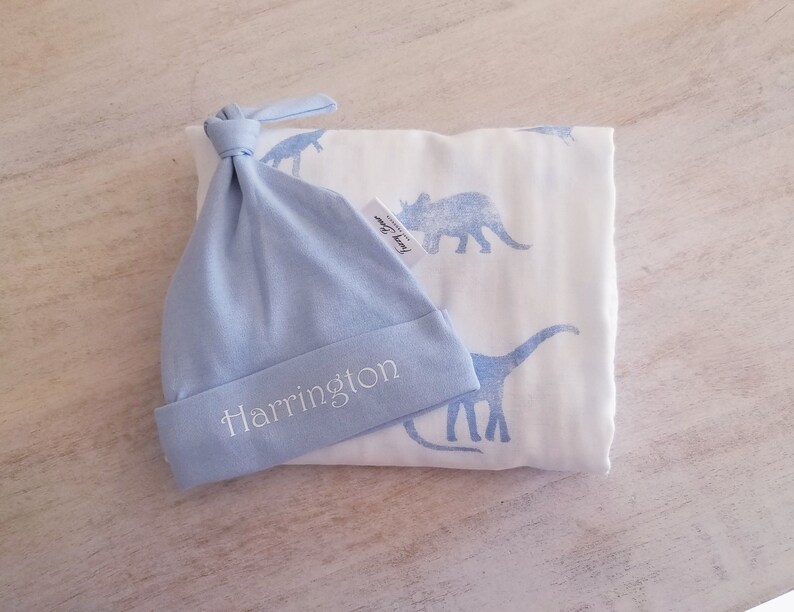 Organic Swaddle and Beanie Set FREE CUSTOMIZATION Etsy