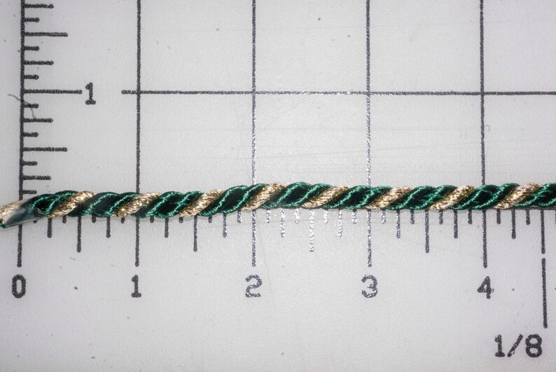 3 yds green and gold 316th inch wide cord