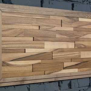 Wood Plank Wall Panel - Wood Wall Decor  - Walnut Wall Art Panel