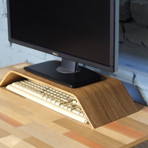 Wood monitor stand, Computer monitor riser, Curved monitor stand , iMac riser