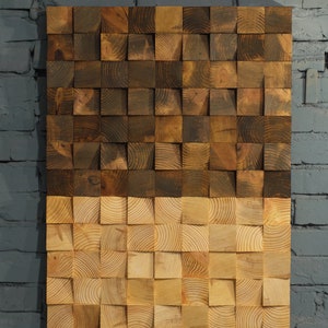 Wood Wall Art -  Wood Cubes 3d Wall Panel - Wood Wall Hanging