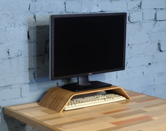 Wood monitor stand, Computer monitor riser, Curved monitor stand , iMac riser