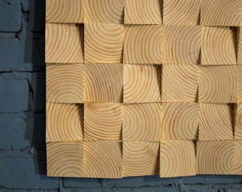 Wood Cube Wall Panel 24"x24" -  Wooden Wall Decor - Wood Wall Art
