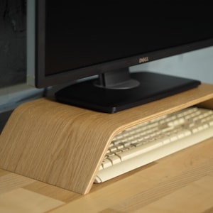 Wood monitor stand, Wood monitor riser, Computer monitor stand curved
