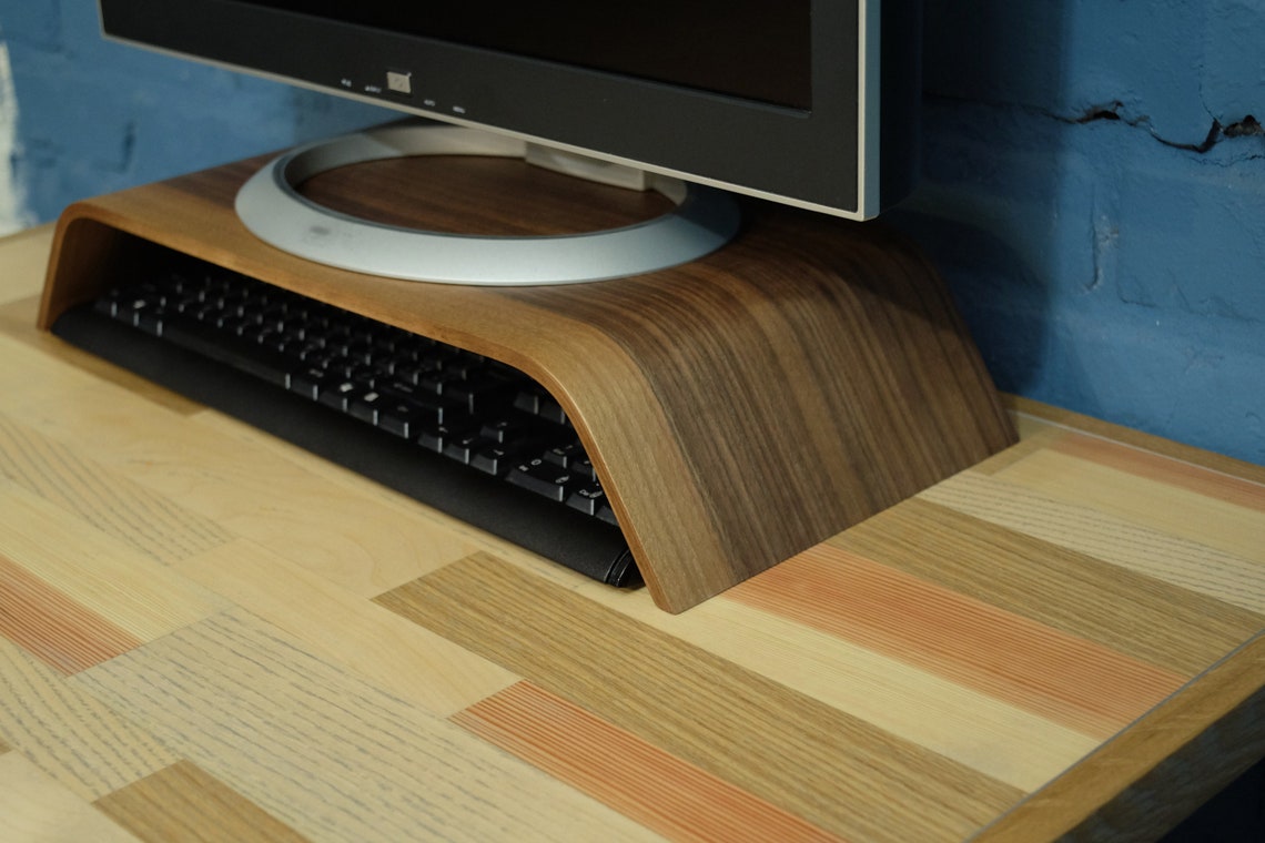 Wood Monitor Stand Walnut Monitor Riser Computer Monitor Etsy Australia