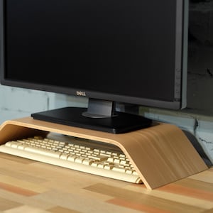 Wood monitor stand, Computer monitor riser, Monitor stand curved, iMac riser
