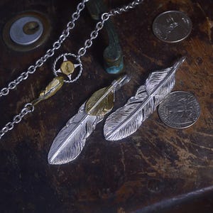 Feather Pendant | TETHER – Double Feather Sterling Silver Pendant | Boho Tribal Necklace for Men and Women