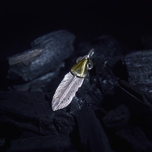 Silver Feather Pendant – Pulse | Mini Feather & Wheel Design | Handmade 925 Sterling Necklace