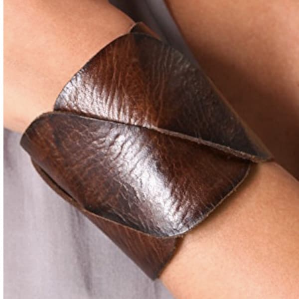 Women's wrap leather cuff , Hippie woven bracelet, boho cuff, wide leather cuff, handmade leather bracelet for women