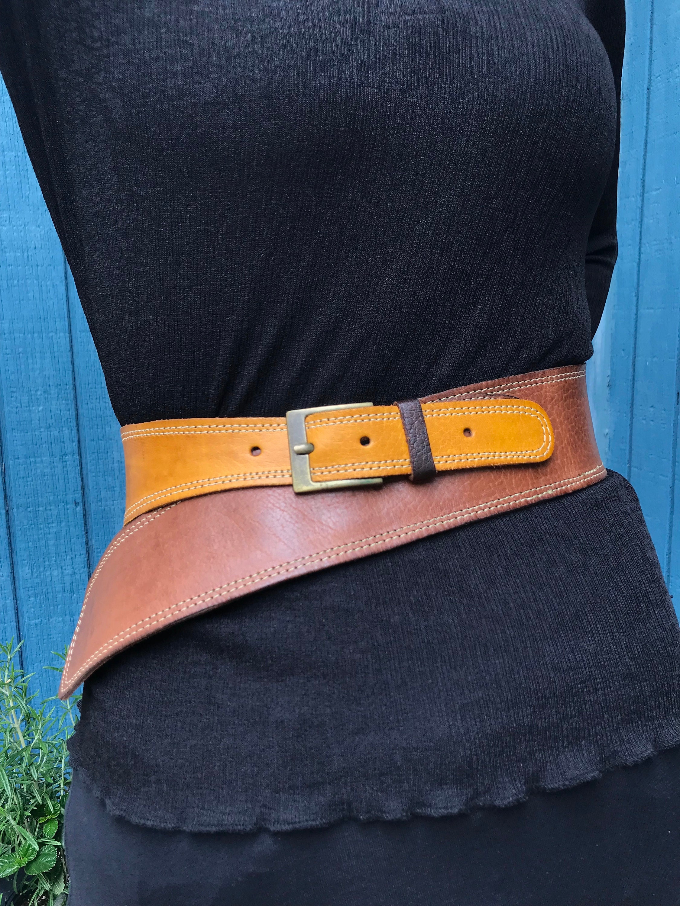 Nude/brown Leather Belt Waist Belt Wide Belt Artisanal - Etsy