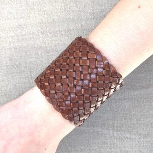 Boho Women’s Leather Cuff , Woven Cuff Bracelet, Hippie Braided Leather Bracelet, Wide Leather cuff