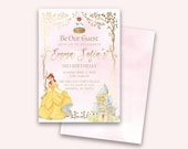 Beauty and the Beast Birthday invitation, Belle Invitation,  Beauty and the Beast, Be our guest, Birthday invite, Digital Download