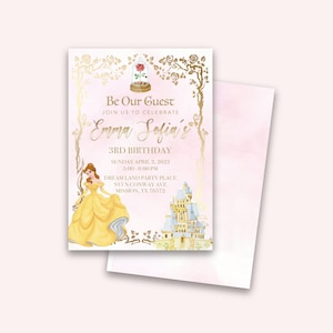 Beauty and the Beast Birthday invitation, Belle Invitation,  Beauty and the Beast, Be our guest, Birthday invite, Digital Download