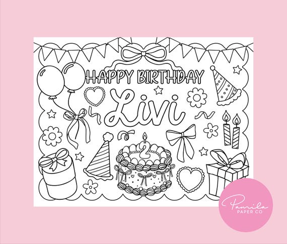 Bow Color Page, Coquette Color Page, Party Favor, Digital Color Page, Kids Activity, Kids Color Page, Party Placemat