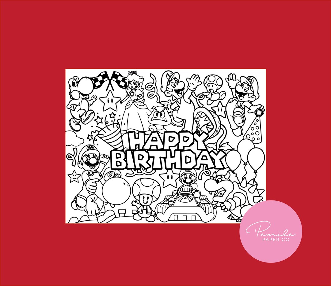 Super Mario Bros Color Page Mario Bros Coloring Page Kids - Etsy