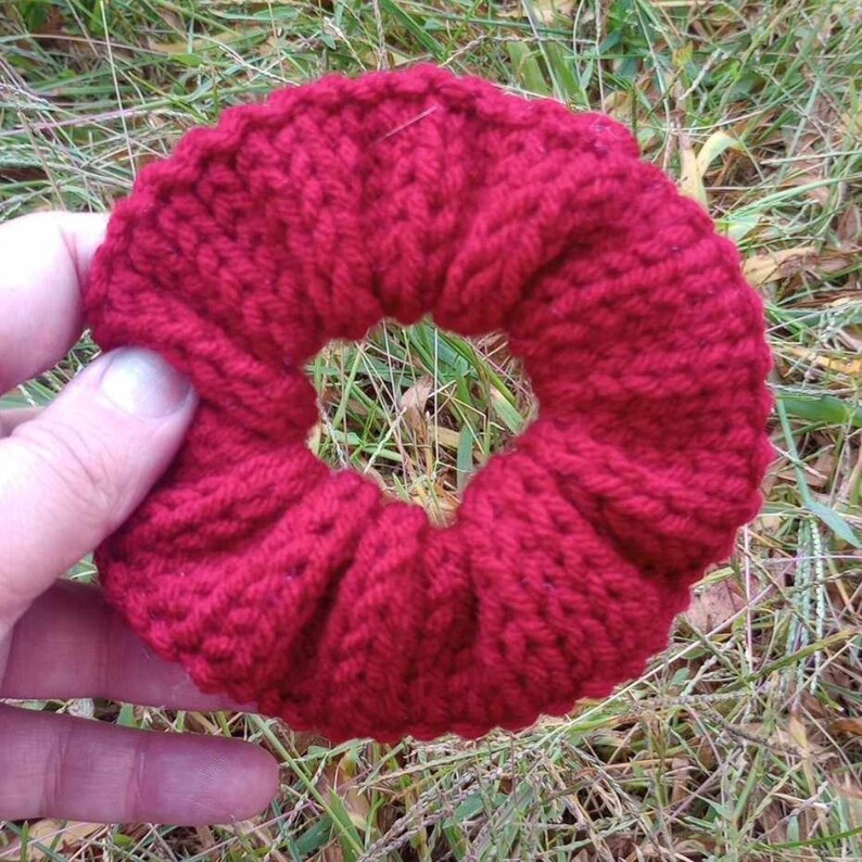 Puede incluir: Un coletero de punto rojo. El coletero est&aacute; hecho de un hilo suave y texturizado y est&aacute; dise&ntilde;ado para sujetar el cabello en su lugar.