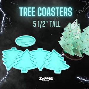 Coaster Mold Set, Tree Coaster Molds, Coasters with Holder Mold, Christmas Mold, Holiday Molds