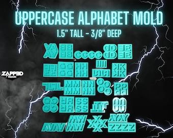 Molde de alfabeto / Reverso completo / Molde de alfabeto en mayúsculas, Molde de llavero, Molde de imán, Moldes de letras, Molde de letras mayúsculas, Resina de molde de letras