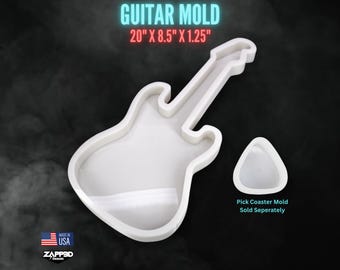Guitar Mold | 20"x 8.5"x 1.25" | Guitar Charcuterie Mold, Serving Board Mold, Board Mold