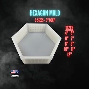 Hexagon Silicone Mold | 9 SIZES | ULTRA Quality | Deep Silicone Mold for Resin, Block Mold, Flower Preservation Mold, 3&quot; Deep Molds
