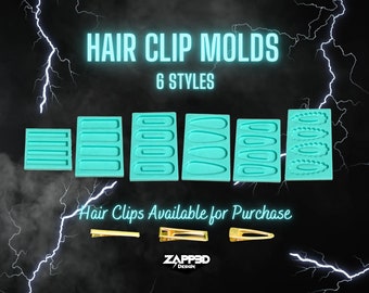 Hair Clip Mold | 6 Styles | Barrette Resin Mold, Resin Hair Clip Mold, Barette Mold