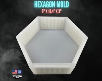 Hexagon Silicone Mold | 9"x 10.4"x3" Deep | ULTRA Quality | Deep Silicone Mold for Resin, Block Mold, Flower Preservation Mold