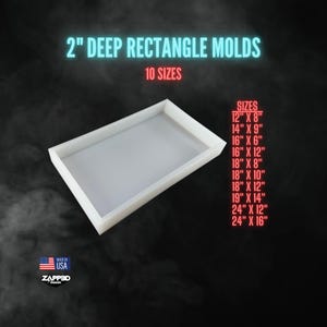Deep Rectangle Molds, 2" Deep | 10 Sizes | Cheese Board Molds, Resin Board Molds, Rectangle Mold, River Table Molds