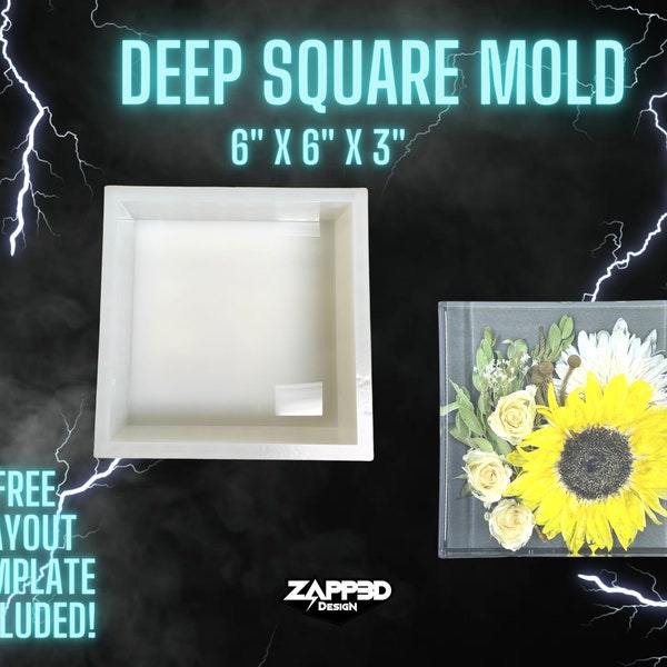 Deep Square Silicone Mold | 6"x6"x 3" | ULTRA Quality | Deep Silicone Mold for Resin, Block Mold, Flower Preservation Mold, Casting Mold