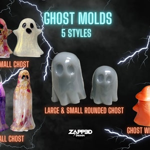 Ghost Molds for Resin | 5 Styles | Ghost 3D Molds, Halloween Mold, Spooky Mold, 3D Molds, Ghost Molds