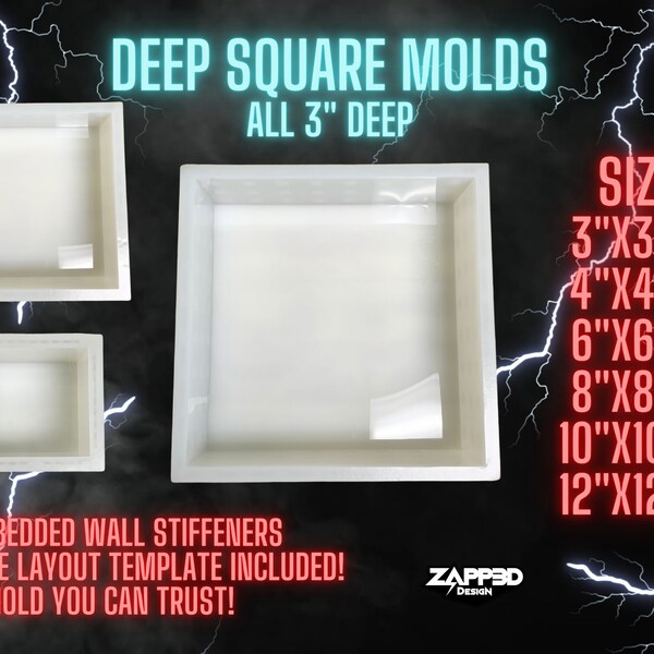 Deep Square Mold | 6 Sizes | ULTRA QUALITY | Deep Square Mold for Resin, Floral Preservation Mold, Wedding Flower Mold, Square Mold