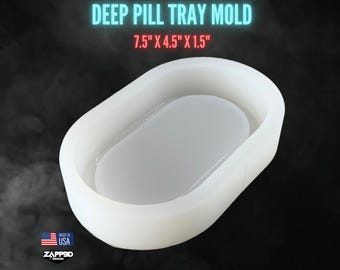 Deep Pill Tray Mold, Oval Tray Mold, Pill Mold, Pill Tray Mold, Jewelry Tray Mold, Trinket Dish Mold, Thick Pill Tray Mold