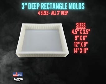 Deep Rectangle Molds - 4 Sizes - All 3" Deep, Floral Block Mold