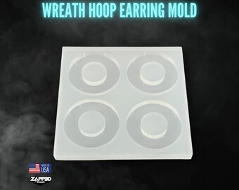 Wreath Hoop Resin Mold - Round Earring & Keychain Mold, Hoop Earring Mold, Circle Earring Mold