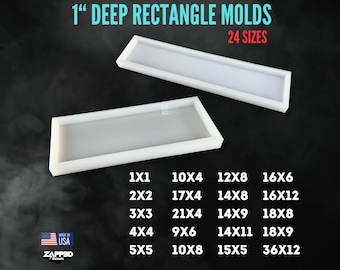 1" Deep Rectangle Silicone Molds | 24 Sizes, Smooth Finish, Resin Casting