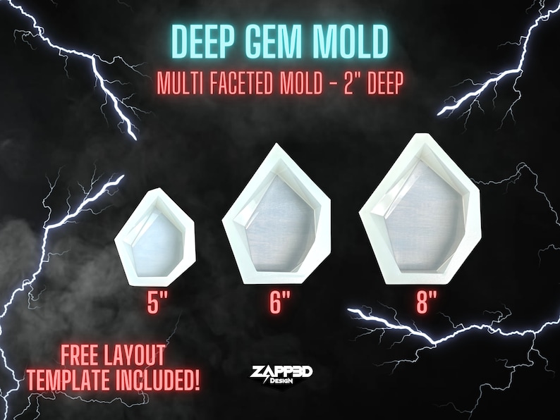 Deep Gem Mold 5, 6, 8 Multi Faceted Mold, Memorial Molds, Iceberg Mold, Flower Preservation Mold, Floral Block Molds, Gem Mold image 1