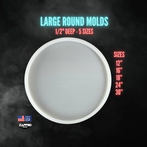 Large Round Silicone Molds | 1/2&quot; Deep | 5 Sizes | Large Round Tray Mold,  Serving Tray Mold, Clock Mold, Round Mold, Circle Tray Mold