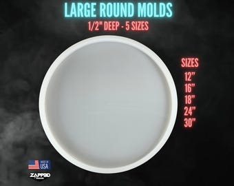 Large Round Silicone Molds | 1/2" Deep | 5 Sizes | Large Round Tray Mold,  Serving Tray Mold, Clock Mold, Round Mold, Circle Tray Mold