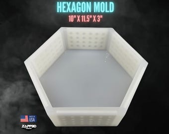 Hexagon Silicone Mold | 10"x 11.5"x3" Deep | ULTRA Quality | Deep Silicone Mold, Block Mold, Flower Preservation Mold, Floral Block Mold