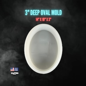 May include: White 3 inch deep oval mold for crafting. The mold measures 14 inches by 10 inches by 3 inches.