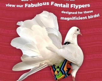 Size 16 + Fantail Flyper 340-450 gm Mini Design Pigeon Diaper Pigeon Pants almost naked design for Fantail Pigeon harness with leash ring