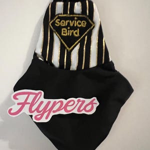 Service Bird Flyper Parrot in Size 6.5, 265-285 gm for Flyper for emotional support pet bird diapers HANDCRAFTED label bib with leash ring