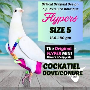 Size 5 Conure Flyper Mini 160g – 180g Bird Diaper Flyper for Senegal/Indian Ringneck/Silkie/Conure Nanday/Red Masked/Parakeet/Dove harness