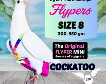 Pañal para pájaros Flyper Mini talla 8: Arnés para loros/palomas (300-350 g)