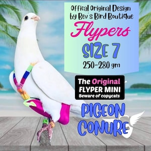 Size 7.5 Pigeon Flyper Mini 300g – 330g New Design Bird Diaper Flyper for African Grey, Cockatoo, Racer Pigeon, flight suit harness