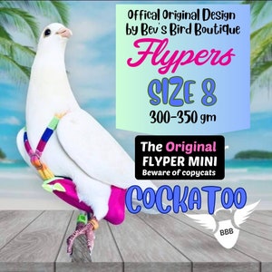 Size 8 Bird Diaper Flyper Mini: Parrot/Pigeon Harness (300-350g)