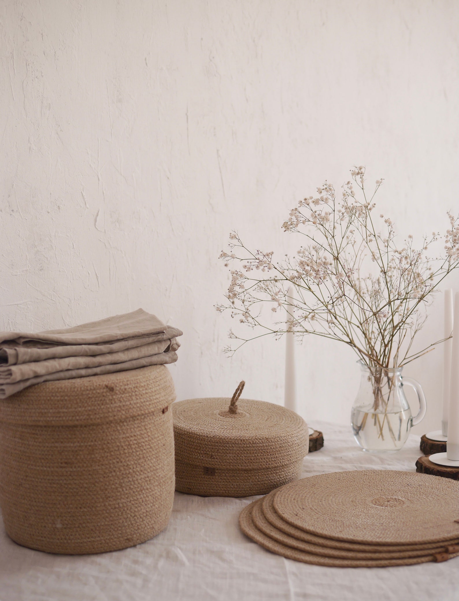 Jute Rope Placemats Set Jute Coasters Set Round Placemats Etsy