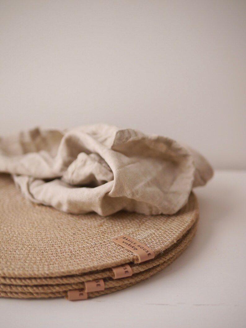 Jute Rope Placemats Set Jute Coasters Set Round Placemats Etsy