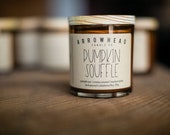 Pumpkin Soufflé Fall Scents All Natural Soy Candle Pumpkin Hand Poured Small Batch Wood Lid Amber Jar Cotton Wick