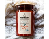 Pumpkin Chai Fall Decor Candle Fall Scents All Natural Soy Candle Wood Lid Amber Jar Cotton Wick
